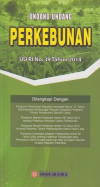 Image of Undang-Undang Perkebunan UU RI No. 39 Tahun 2014